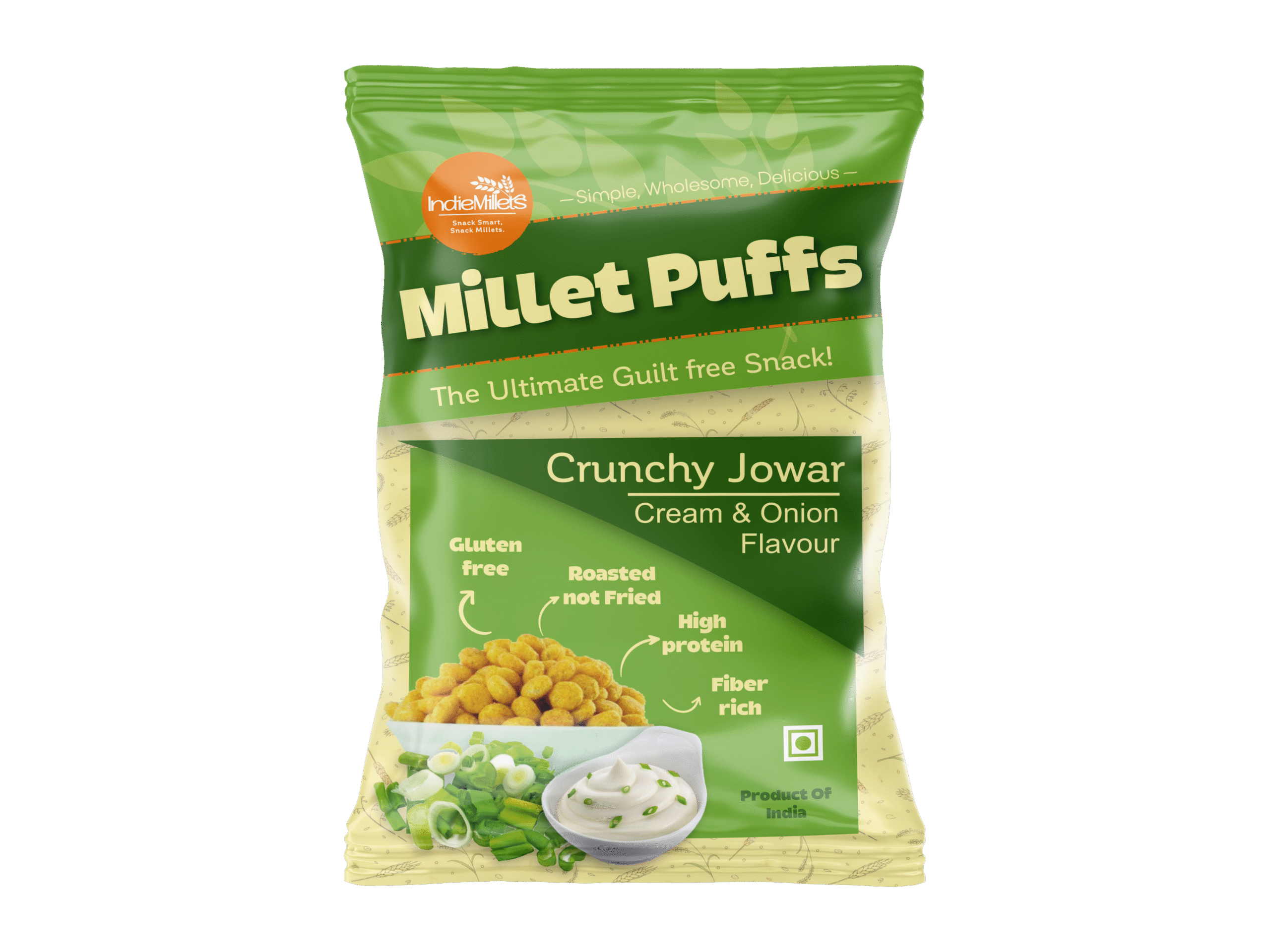 Jowar Puffs Cream & Onion Flavor (Pack Of 4)