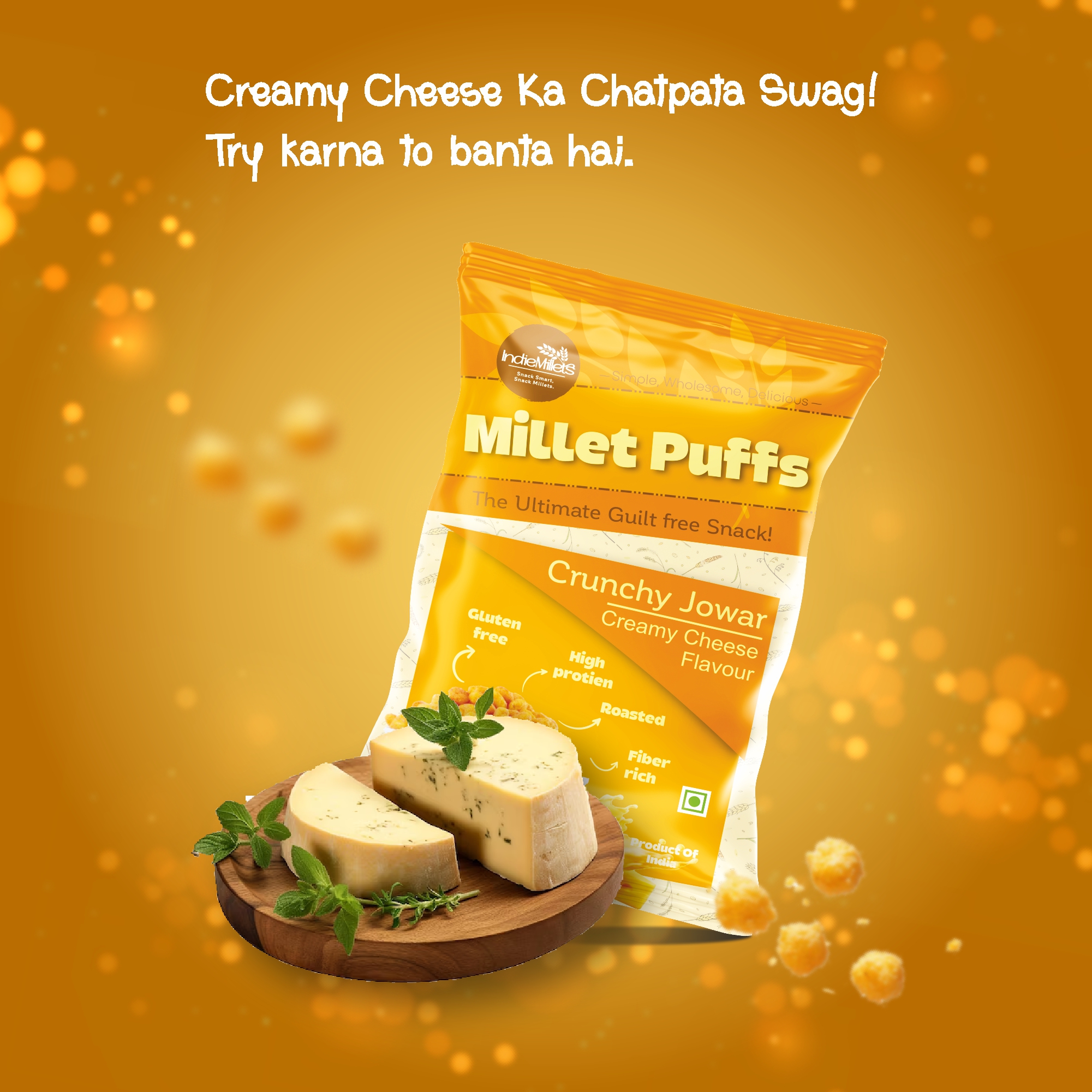 Jowar Puffs Creamy Cheese Flavor (Pack of 4) - Image 2